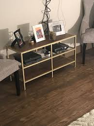 Ikea Vittsjo Tv Stand Hack Gold Spray Paint For The Legs And Wood Stain For The Two Wood Pieces Wohnen Ikea Tv Wohnideen