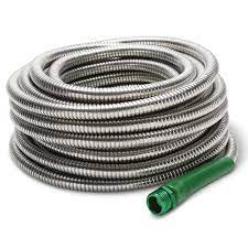 When looking in the store for the visible differences between a regular garden hose and an expandable one, look at the outside skin of the hose. The Indestructible Stainless Steel Hose Hammacher Schlemmer