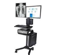 AW Mobile Computer Cart Medical Rolling PC Stand Desk Workstation Dual  Monitor Mount with Wheels Adjustable Keyboard Tray CPU Printer Holder for  ...