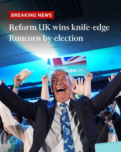 Nigel Farage's party won by just six votes over Labour in one of the  closest by-election results in British political history.  https://on.ft.com/4jBjyY5