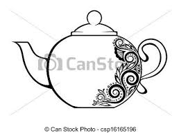 Black And White Teapot Clipart To Quill Later Teapot Tea Quilling Art Tea Pots Card Art Drawings