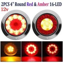 1 Pair 4 Round 16 Led Truck Trailer Brake Stop Turn Signal Tail Light Lamp Abs Stainless Steel Chrome Car Rear Ligh Truck And Trailer Chrome Cars Tail Light