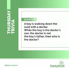 Chris obenschain bonding with your son is often harder than it should be. Beeptool Thursdaytrivia A Boy Is Walking Down The Road With A Doctor While The Boy Is The Doctor S Son The Doctor Is Not The Boy S Father Then Who Is The Doctor