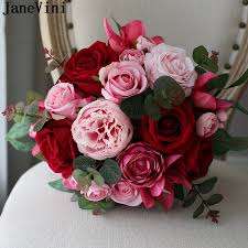 Buy pink wedding bouquets and get the best deals at the lowest prices on ebay! Janevini Red Rose Bridal Bouquet Artificial Peony Eucalyptus Wedding Flowers Bouquet Vintage Pink Bride Faux Bouquet De Fleur Wedding Bouquets Aliexpress
