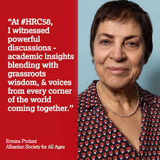 From #Albania to #HRC58 in Geneva, Ermira carried the voices of older  people—especially older women—to the global stage. Read her reflections as  one of the campaigners at this year's UN Human Rights