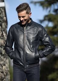 Irthing Leather Bomber Jacket In Iris Blue Leather Jackets Men S Lakeland Leather Leatherjacketsf Leather Bomber Jacket Leather Jacket Men Bomber Jacket