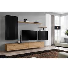 Etagere murale industrielle bois recycle omsk. Ensemble Mural Switch Xx 1 Vitrine Led 1 Banc Tv 1 Etagere Murale Bois Et Noir Modele 2