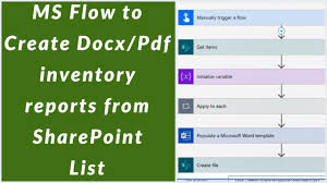 Using log parser with sharepoint. Ms Flow To Create Docx Pdf Inventory Reports From Sharepoint List Youtube