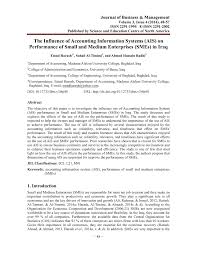 Pdf The Influence Of Accounting Information Systems Ais On Performance Of Small And Medium Enterprises Smes In Iraq