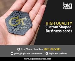 Multi colored letterpress business cards diecut into a cow shape. Custom Shaped Business Card Printing In Thrissur Big Brain Creation