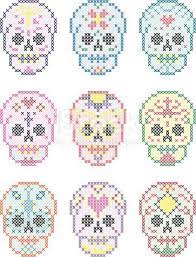 1 pdf pattern in 14,16,18 and 22 count. Download This Day Of The Dead Skulls Cross Stitch Set Vector Illustration Now And Search More Of Isto Cross Stitch Skull Cross Stitch Patterns Cross Stitching