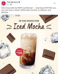 Prices on this menu are set directly by the merchant. Tim Hortons Offers New Iced Mocha Drink