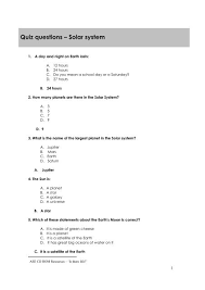 Amazing summer quiz questions on summer fun facts. Quiz Questions A Solar System National Stem Centre