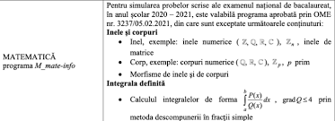 Nature et durée des épreuves pour chaque matière. Draft Programa Pentru Simulare Bacalaureat 2021 Continuturi Eliminate