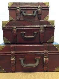 Distressed Luggage Set Of 3 Nesting Suitcases Decorative Etsy Decorative Trunks Decorative Boxes Bon Voyage Party