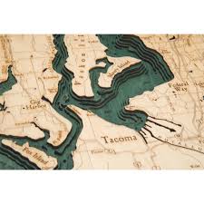 Puget Sound Bathymetric Wood Chart