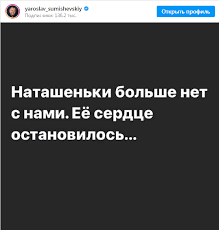Помимо него в машине находилась супруга наталья бородкина, а управлял автомобилем организатор мероприятия александр гуляков. Postradavshaya V Dtp Supruga Yaroslava Sumishevskogo Umerla Lenta Novostej 24 Sibinfo
