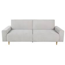 Canapé d'angle droit convertible 5 places en lin lavé blanc célestin sur maisons du monde. 3 Sitzer Schlafsofa Hellgrau Russel Maisons Du Monde
