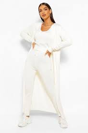 3 Piece Knitted Top Cardigan And Legging Co Ord Set Boohoo