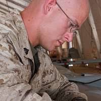 Corporal Peyton L. Simmons, a scout sniper with the