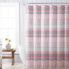 Fabric Shower Curtain For Bathroom Navy And Orange Coral Floral Design 72 Long For Sale Online Ebay