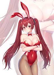 Posing in her blood-red bunny-girl costume. : r/hentai