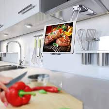 There are many reasons why you would like to mount your tablet to a desk, wall or under the kitchen cabinet. 2 In 1 Kitchen Tablet Stand Ipad Wall Mount Under Cabinet Holder Office Desktop Mount Recipe Holder Stand For 4 3 To 10 5 Inch Tablet Stands Aliexpress