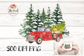 Download Vintage Christmas Truck Tree Clipart Graphic By Sublimation Hut Creative Fabrica PSD Mockup Templates