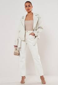 Missguided Cream Faux Leather Oversized Biker Jacket In 2021 Cream Leather Jacket Zara Leather Jacket Biker Jacket Outfit