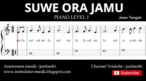 Not Balok Suwe Ora Jamu Piano Level 1 Lagu Daerah Jawa Tengah Doremi Solmisasi Youtube