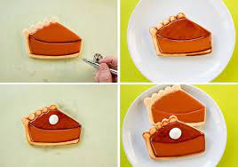 How To Make Simple Pumpkin Pie Slice Cookies Cutout Sugar Cookies Pumpkin Pie Cookies Pie Slice