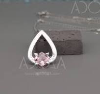 14k White Gold Necklace Set With Natural Cushion Cut ...