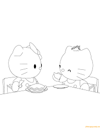 See more ideas about coloring pages, coloring pages for kids, cool coloring pages. Hello Kitty And Friends Are Eating Breakfast Coloring Pages Cartoons Coloring Pages Coloring Pages For Kids And Adults