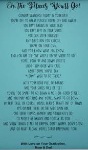Graduation Gift Oh The Places You 39 Ll Go Poem Dr Seuss Preschool Graduation Poems Graduation Poems Preschool Graduation