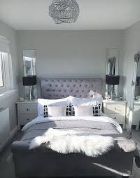 Grasscloth looks clean and understated, while a black and white french toile will really make a statement. Master Bedroom Inspo Bedroom Goals Black And White Silver Sheepskin Rug Mirrored Bedside Black Table Lamps Lean Glam Bedroom Decor Bedroom Decor Bedroom Design