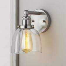 Home Decorators Collection Evelyn 1 Light Brushed Nickel Wall Sconce Hb2623 35 The Home Depot In 2021 Sconces Wall Sconces Bath Wall Sconces