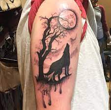Wolf tattoo designs are hugely popular in the west and it's easy to see why. Wolf Howling At The Moon Tattoo Wolf And Moon Tattoo Wolf Tattoos Men Tattoos For Guys