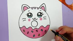 How To Draw A Cute Kitten Donut Super Easy Youtube Cute Cartoon Drawings Kitty Drawing Kitten Drawing