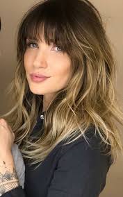 Autumn Brown Caramel Balayage With Fringe Hair Styles Long Hair Styles Hairstyle