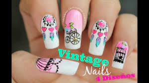 Ideas de xv años por color. Decoracion De Unas Vintage 4 Disenos Vintage Nail Art Youtube
