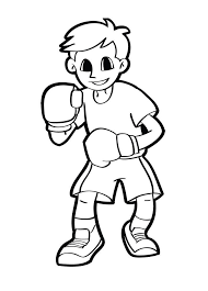 This black and white drawings of boxing sport coloring page for kids. A Boy Wearing Boxing Gloves Coloring Page Free Printable Coloring Pages For Kids