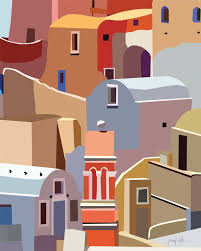 Oia Santorini Greece Picture Large Wall Decor Above Bed Colourful Wall Hanging Hallway Decor For Room Cafe Wall Art For Powder Room In 2021 Cafe Wall Art Architectural Prints Wall Printables