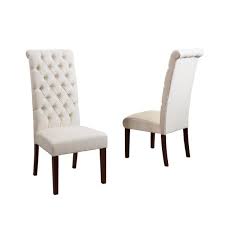 Related:tufted leather club chair tufted leather office chair tufted leather dining chair tufted leather wingback chair. Noble House George Natural Fabric Tall Back Tufted Dining Chair Set Of 2 515 The Home Depot