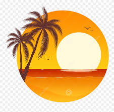 Next draw a circle that falls into the ocean and two vertical lines on each side of the sunset scene. Beach Sunset Clipart At Getdrawings Palm Tree Beach Clipart Png Download 5215908 Pinclipart