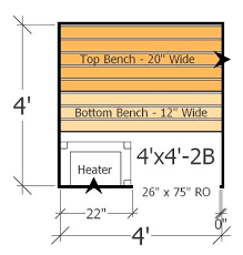 4x4 Sauna Layout With 2 Benches Best Use Of Space In This Home Sauna Plan Sauna Design Sauna Diy Indoor Sauna