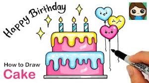 Birthday cake drawing images at paintingvalley.com. How To Draw A Happy Birthday Cake Easy Youtube