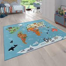 Sie werden die verschiedensten arten von teppichen vorfinden, aber alle sind von ausgesuchter guter. Kinderteppich Weltkarten Design Tiere Bunt Teppichcenter24