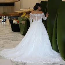 Discount 2018 A Line Plus Size Wedding Dresses Off The Shoulder Sequins Appliques Beads Long Plus Wedding Dresses Blue Wedding Dresses Long Sleeve Bridal Gown