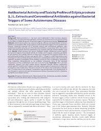 PDF) Antibacterial Activity and Toxicity Profiles of Eclipta prostrata(L.)  L. Extracts and Conventional Antibiotics against Bacterial Triggers of Some  Autoimmune Diseases