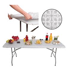 Amazon Com Tablecloth For 6ft Folding Table Fitted Rectangular Table Cloth For 6 Foot Size 30 X 72 Inch Plastic Vinyl Fla Folding Table Table Cloth Table